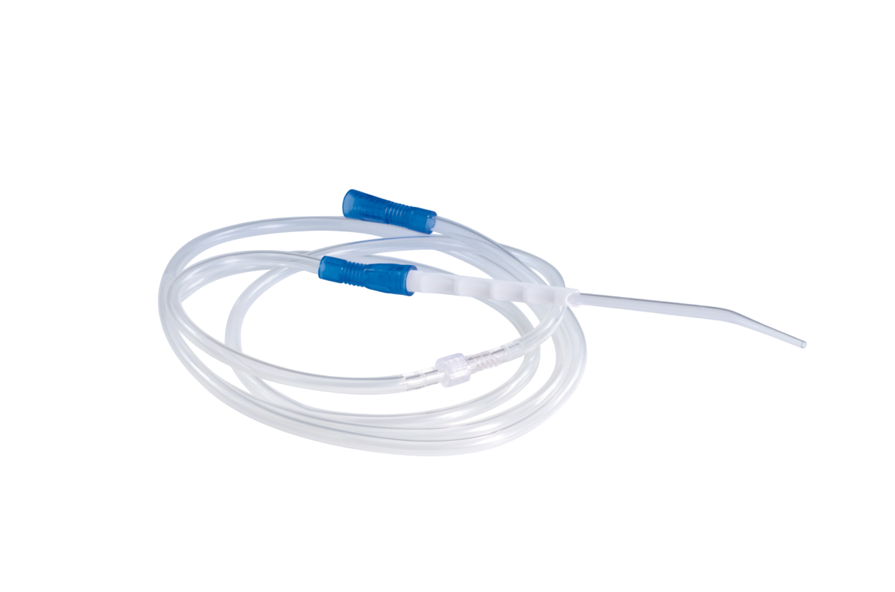 Chirurgischer Absaugschlauch 2,50 m mit Saugspitze und ergonomischem Handgriff, auch für Sammelfilter für autologe Knochenspäne geeignet