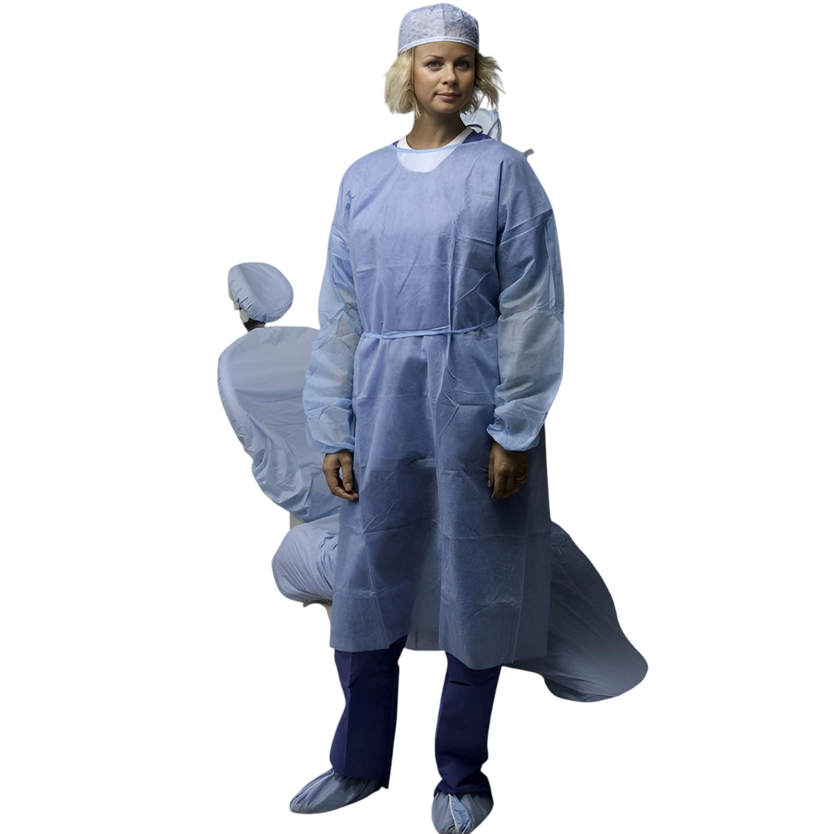 Kittel mit Gummi-Armbündchen (Länge 120 cm), hellblau