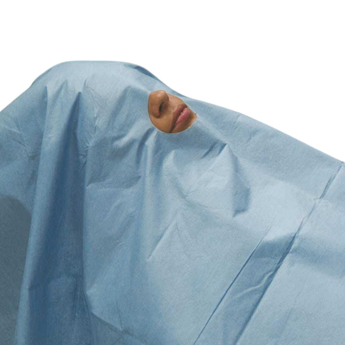 Flüssigkeitsabweisendes Abdecktuch 100x150 cm mit verklebbarer/außermittiger Öffnung 6x9 cm